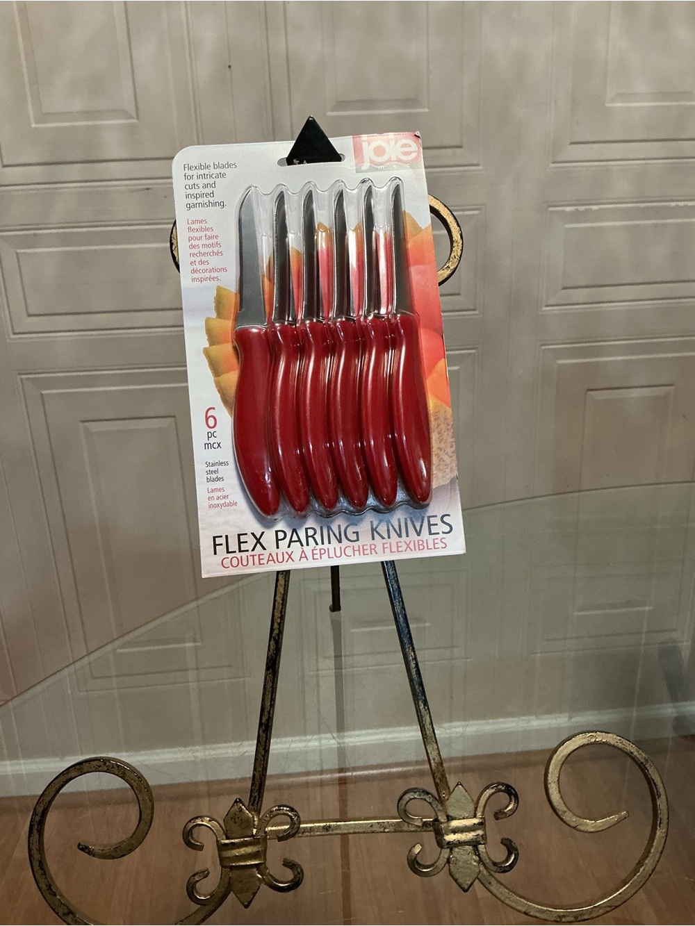 Joie 6-Piece Flex Paring Knives Set, Red Stainless Steel Blades